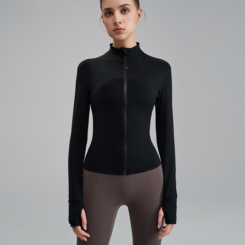 Nude Feel Women's Slim Fit Long Sleeve Yoga Jacket: Stand Collar, High-End Autumn/Winter Fitness Apparel