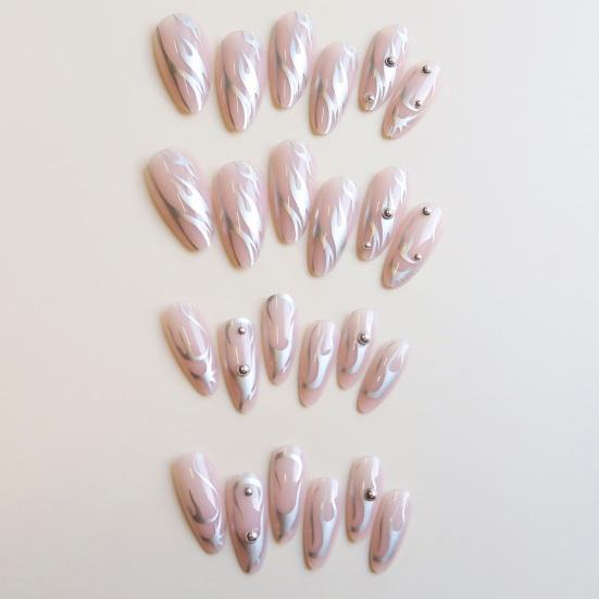 24Pcs Fake Nails with Glue Mixed Size Ultra-Thin Removable Harmless Full Cover Press-on Nail Tips Manicure Decoration
