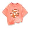 New Cute Cartoon Fox Printed Christmas Children's Gift T-shirt Summer Children's Short Sleeve Printed T-shirt  Kids Tops Clothes