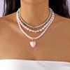 Multi-layer Pearl Beaded Necklace Bow Stacked Clavicle Choker Trendy Strawberry Necklace  Women