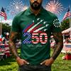 Men’s Short Sleeve Polo Shirt with Independence Day 250th Anniversary Printed Design Casual Fit Button Down Collar