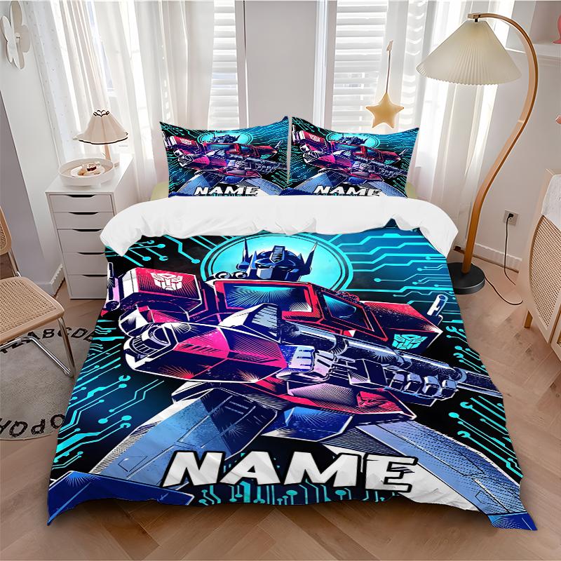 Custom Name Transformative Force Bedding 3 Piece Set HD Print Duvet Cover Pillowcases for Teens Adult Bedroom Decoration