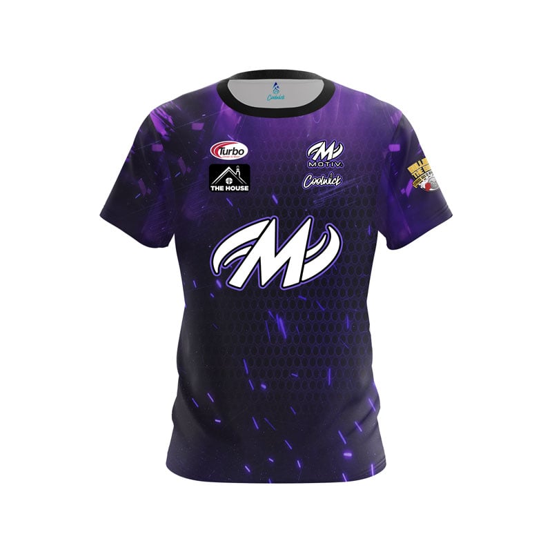 2026 Men Motiv Purple Particle Gradient Bowling Jersey Short Sleeve Performance Sports Tee Pro Bowler Fan Casual Streetwear Top