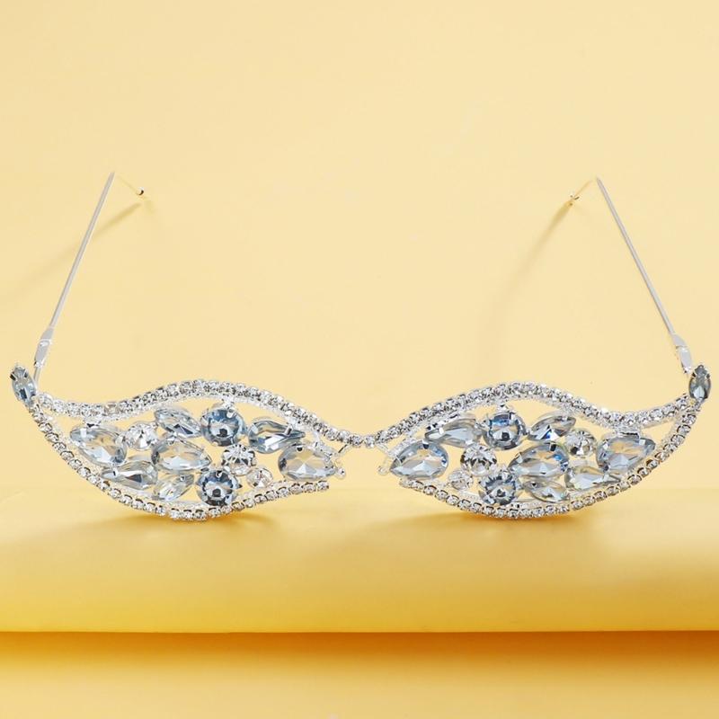 Rhinestones Glasses Frame No Lens Blingbling Face Jewellery Crystal Glasses Frame for Women Girl Sunglasses Frame