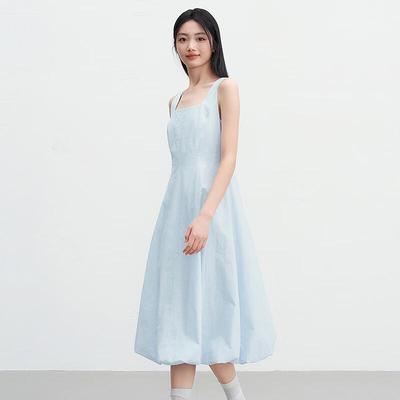Le Tine Ärmelloses Midi-Kleid für Damen, 100% Baumwolle, mit Blütenmuster