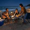 2ft Folding Camping Table, Picnic Table with Mesh Storage Layer, 4 Adjustable Heights and Carrying Handle, Black