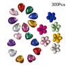Flat Crystals Rhinestones Acrylic Flatback Gems Jewelry Making Scrapbooks Heart Shape Mixed Color 300Pcs