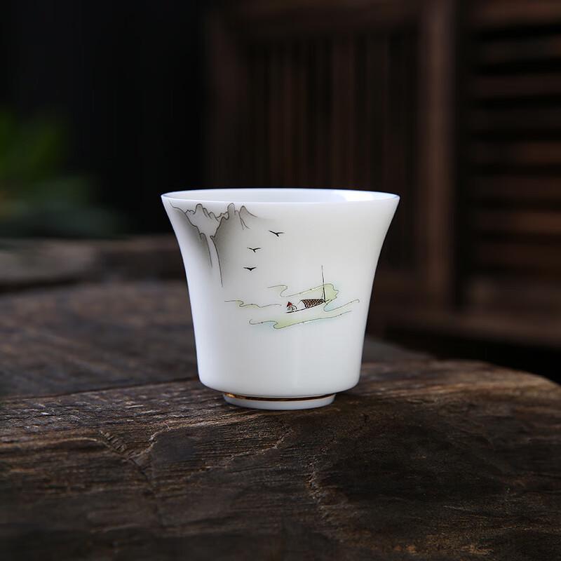 Chaxun Hand-Painted Dehua White Porcelain Master Tea Cup