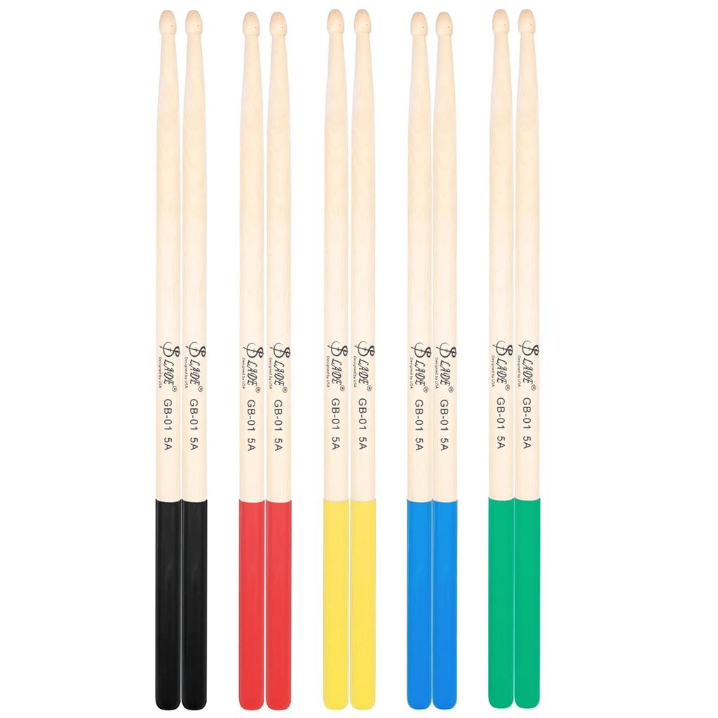1 Pair 5A Maple Drumsticks Professional Wooden Percussion Accessories Multiple Colours Drum Mallets Musical Instrument Part