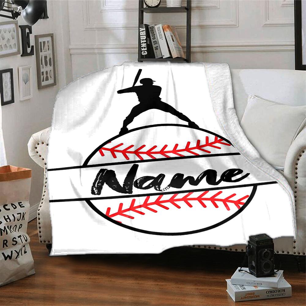 Custom Name Baseball Theme Printed Blanket - Perfect for Couch, Bed, Travel & Outdoor Use | Machine Washable, Cozy & Durable.