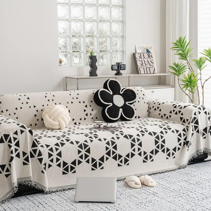 

1/2/3/4-місний чохол для дивана з геометрією з принтом. Синель. Ковдра для рушника. М’яка універсальна ковдра для дивана. 180x130cm1pcs