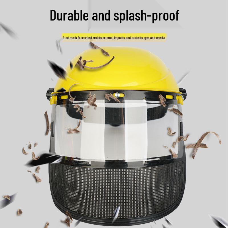 Head-Mounted Steel Mesh Face Shield for Landscaping and Horticulture with Explosion-Proof Protection for Trimmer and Weed Eater Use