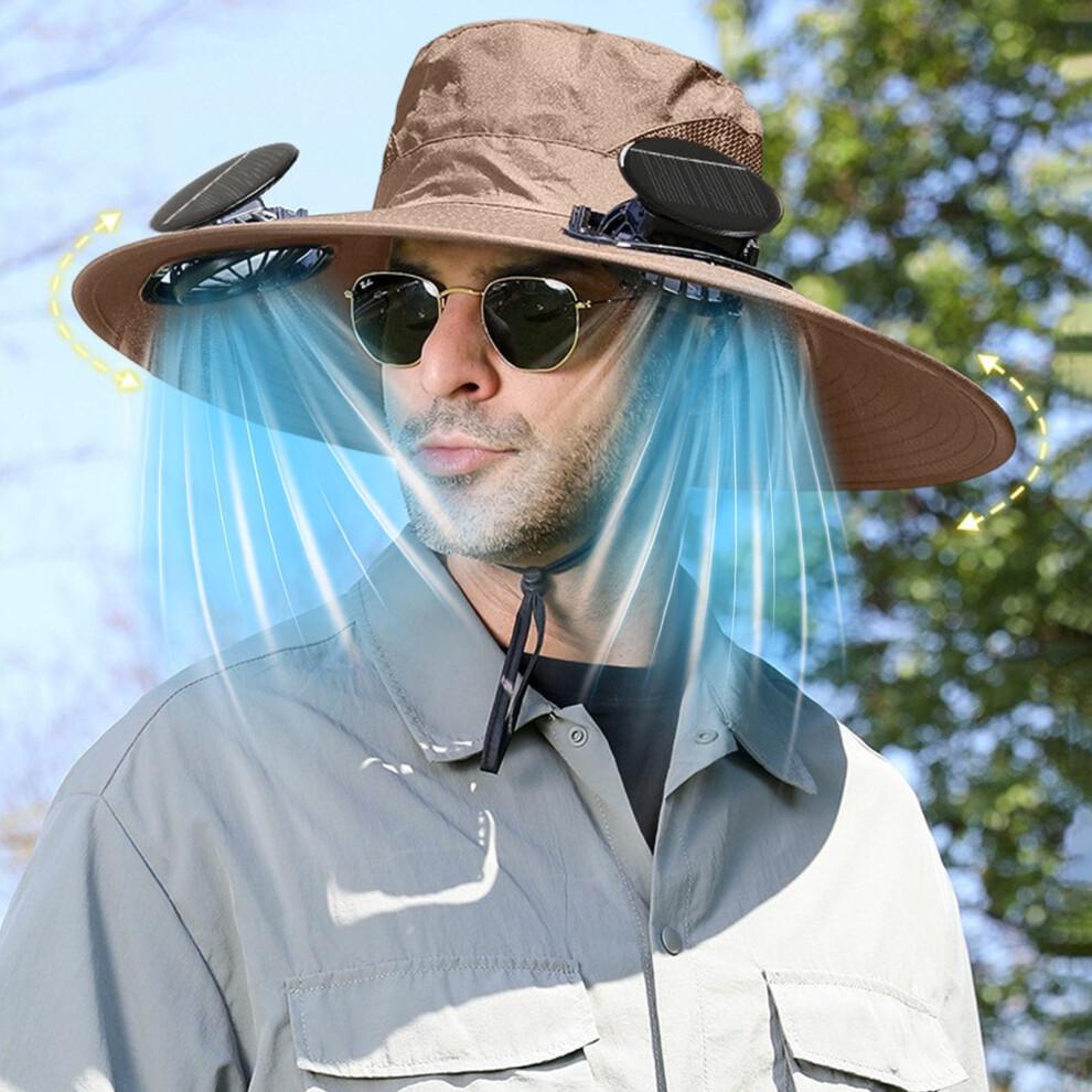 Solar-Powered Fan Hat with Built-in Dual Fans – Rechargeable & UPF 50+ Sloar Fan Cap for Outdoor Adventures (with A Pair of White Arm Sleeves)