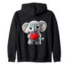 Schattig olifantje, rood hartvormig maniak. Hoodie met rits