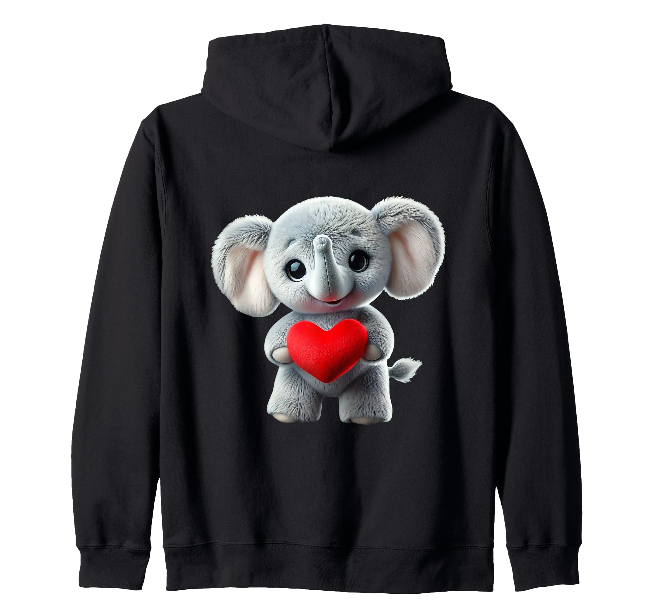 Adorable cute elephant toy, red heart-shaped maniac. Zip hoodie