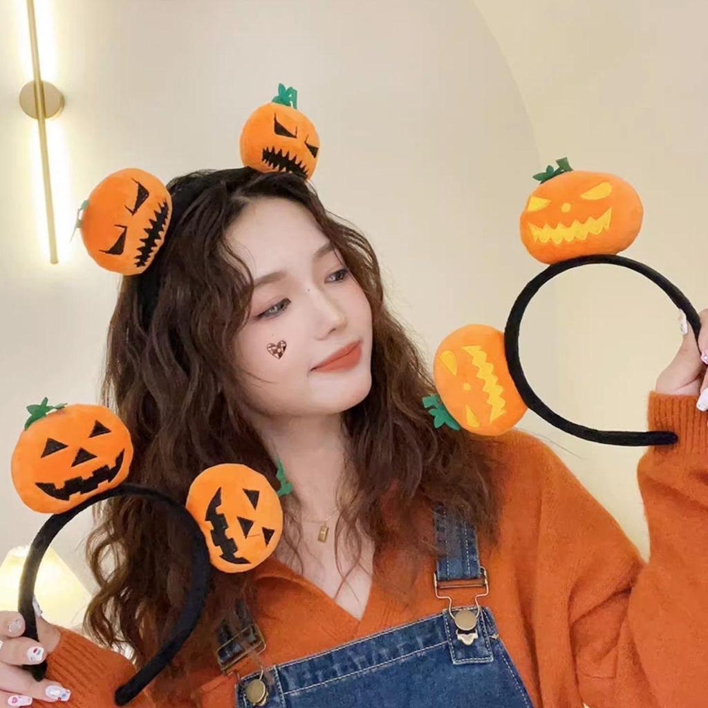 Funny Pumpkin Lantern Headband - Cute Autumn/Winter Cartoon Hair Accessory for Women, Perfect for Halloween Gift