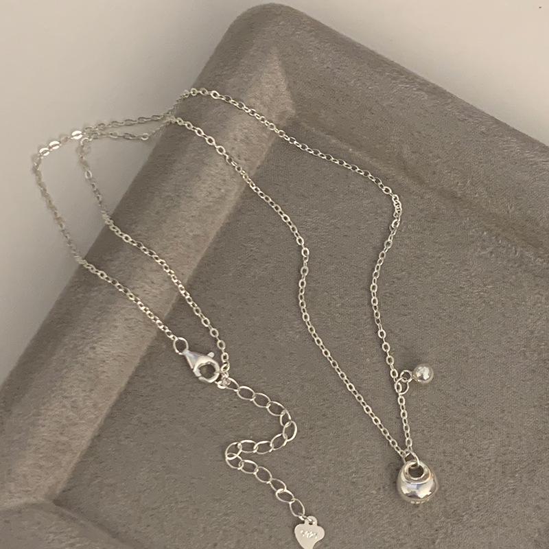 Korean-Style Sterling Silver Money Bag Necklace - Women's High-End, Versatile Clavicle Chain