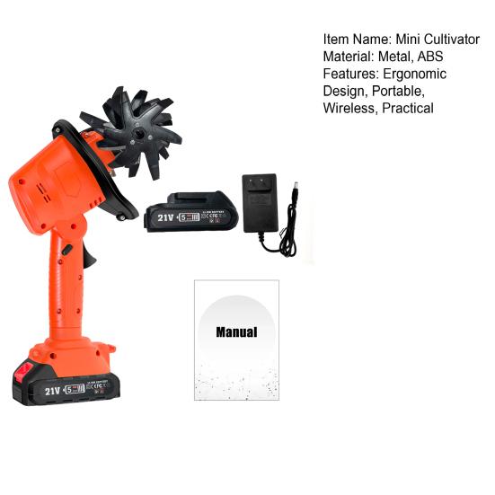 Cordless Mini Tiller Speed Ergonomic Design Cultivator Sharp Blades High Portable Battery Powered Electric
