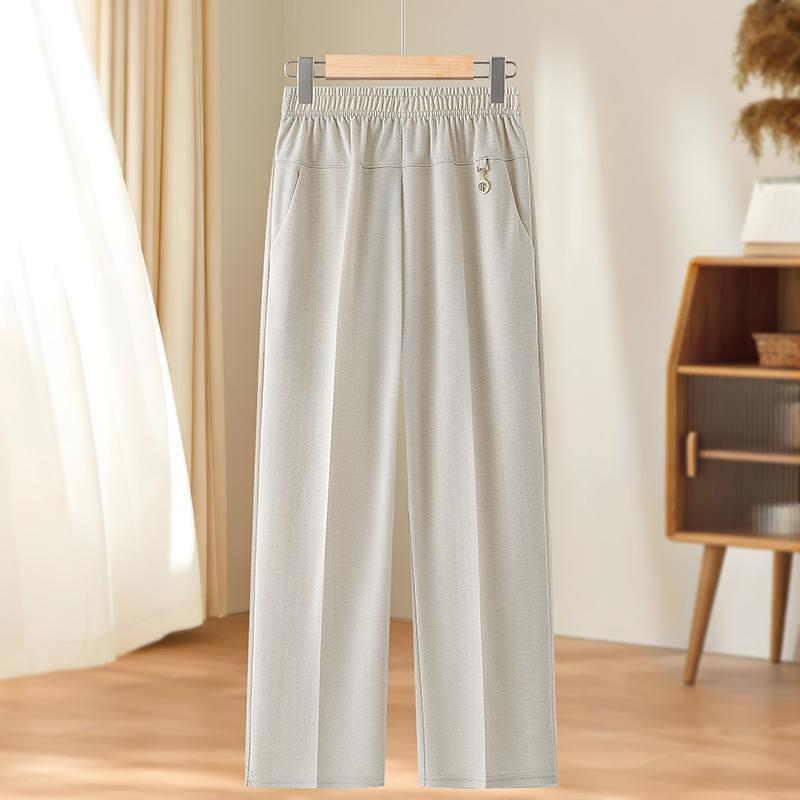 Soft and Comfortable Women's Daily Pants Casual Loose Elastic Waist Pants Cool High-quality Solid Color Series Plus Size