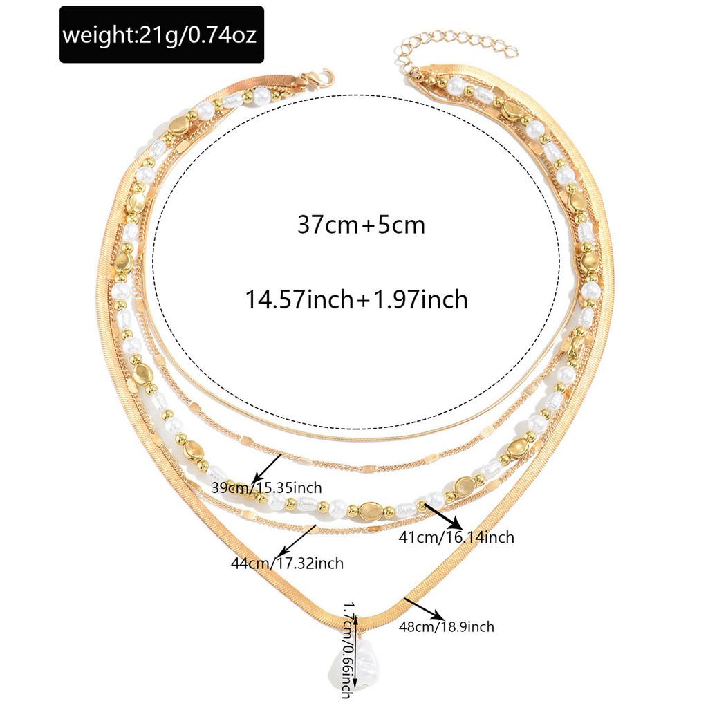 Vintage French Faux Pearl Layered Necklace For Women With Geometric Design And Style Accessory