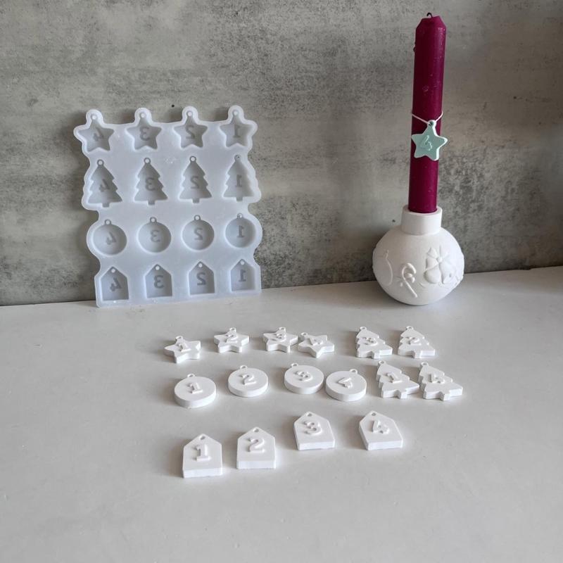 Creative Christmas Tree Ornament Mould Number Figure Pendant Silicone Mold Hanging Accessories Epoxy Resin Jewelry Mold