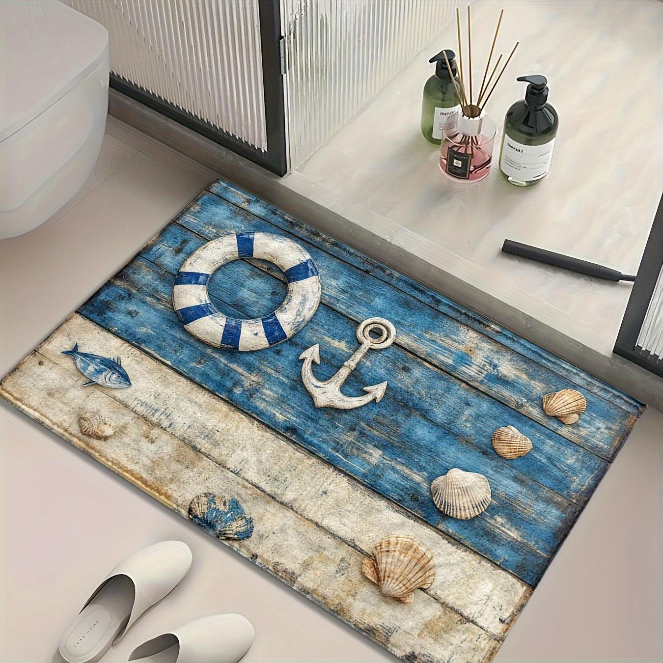 

VIKAMA Ocean Wind Navigation Theme Bathroom Carpet Anti slip and Easy to Clean Bathroom Entrance Home Decoration 90cm by 60cm
