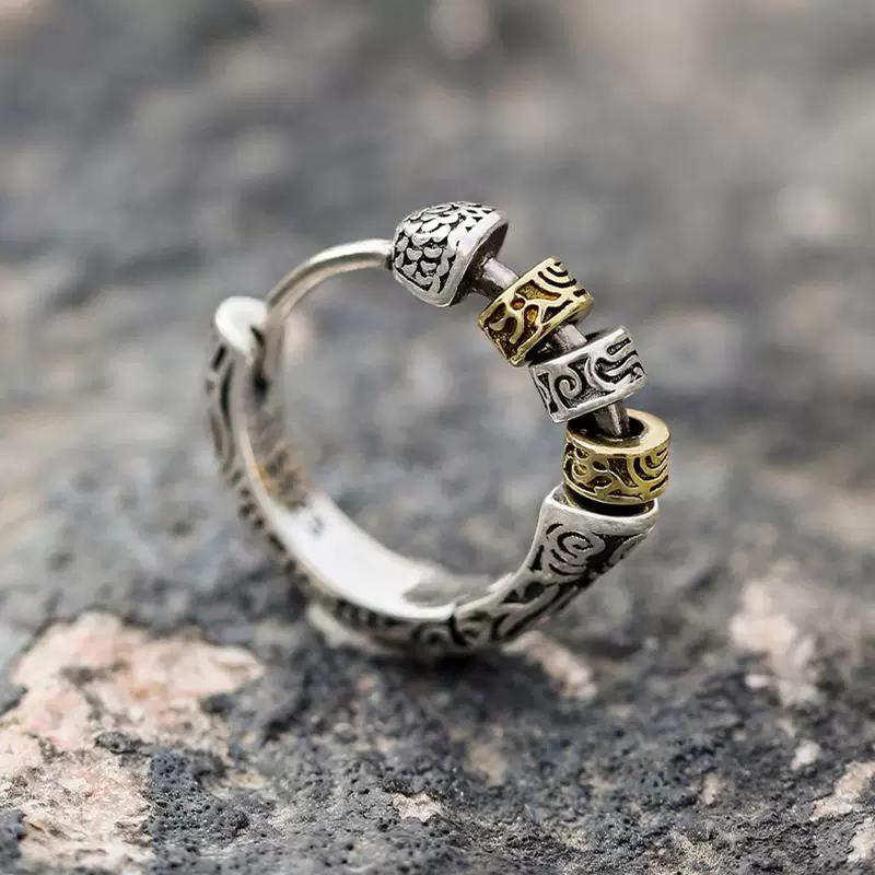 Silver-plated fashionable simple retro Tang grass pattern design earrings ruffian handsome stud earrings niche earrings