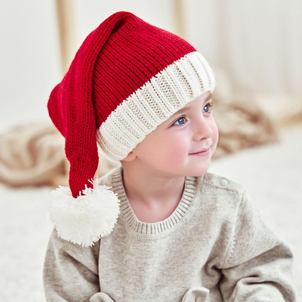 WTEMPO New Year Festive Red Parent-child Christmas Hats Cute Knitted Caps Outfits Warm Autumn Winter Christmas Gift Hats