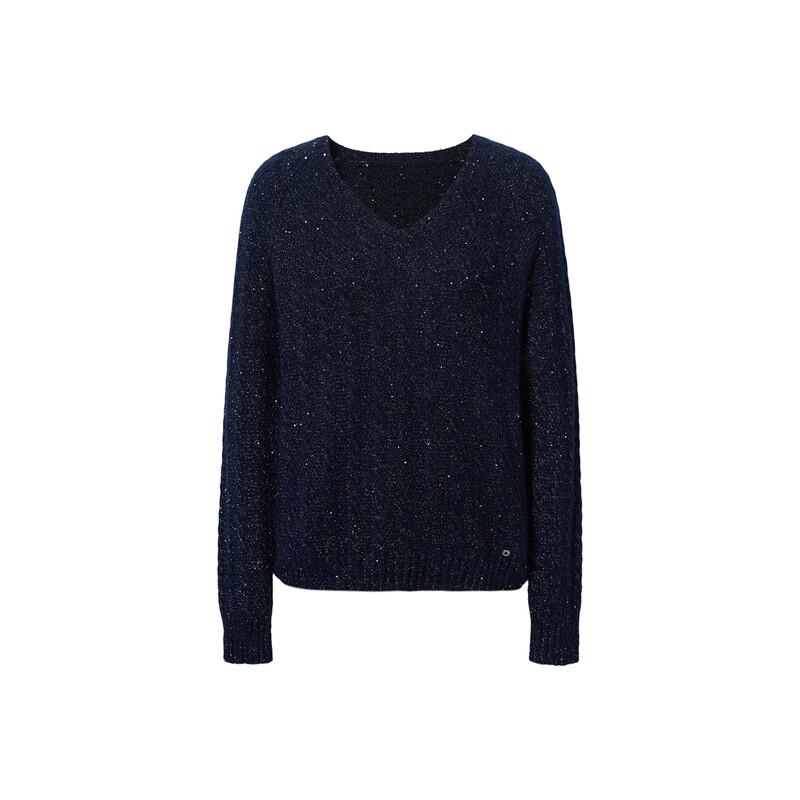 Eifini Women's V-Neck Shimmer Cashmere Blend Pullover Sweater