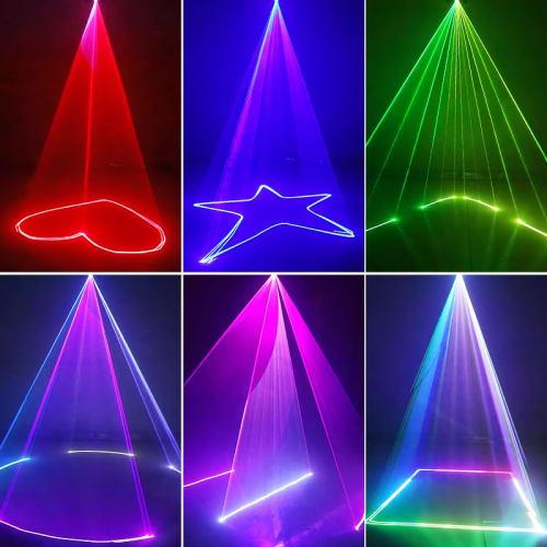 PAIFIEVD 3D RGB Beam Projector Light, 500mW Animated Disco Light, Music Sound Activated Stage Light Support DMX512, Beam Effect Scan Light for Bar Wed