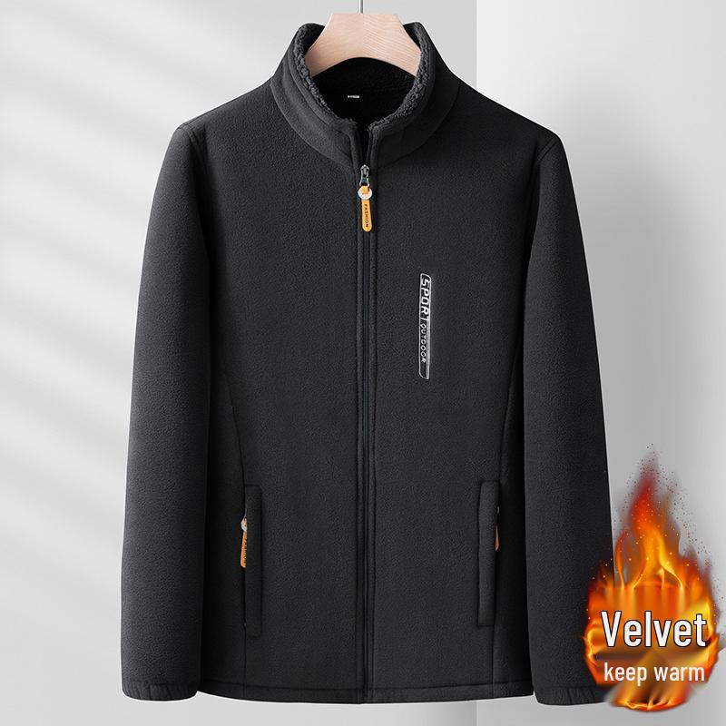 Men's Plush Fleece Stand-Up Collar Sweatshirt: Thickened, Loose-Fit, Plus Size for Autumn/Winter Outdoor Casual Wear