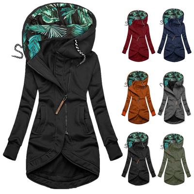 Solid Color Hooded Sweatshirt Long Sleeve Jacket Women's Street Loose Zipper Sweater Jacket