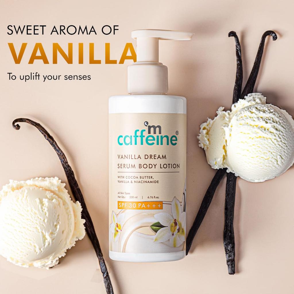 Mcaffeine Vanilla Dream Serum Body Lotion SPF 30 PA+++ For Women And Men With UVA UVB Protection 200 Ml
