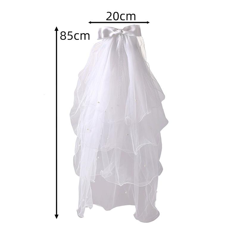 WTEMPO White Bridal Veil Registration Photo Props Wedding Bow Headwear Engagement Proposal Confession Fluffy Veil