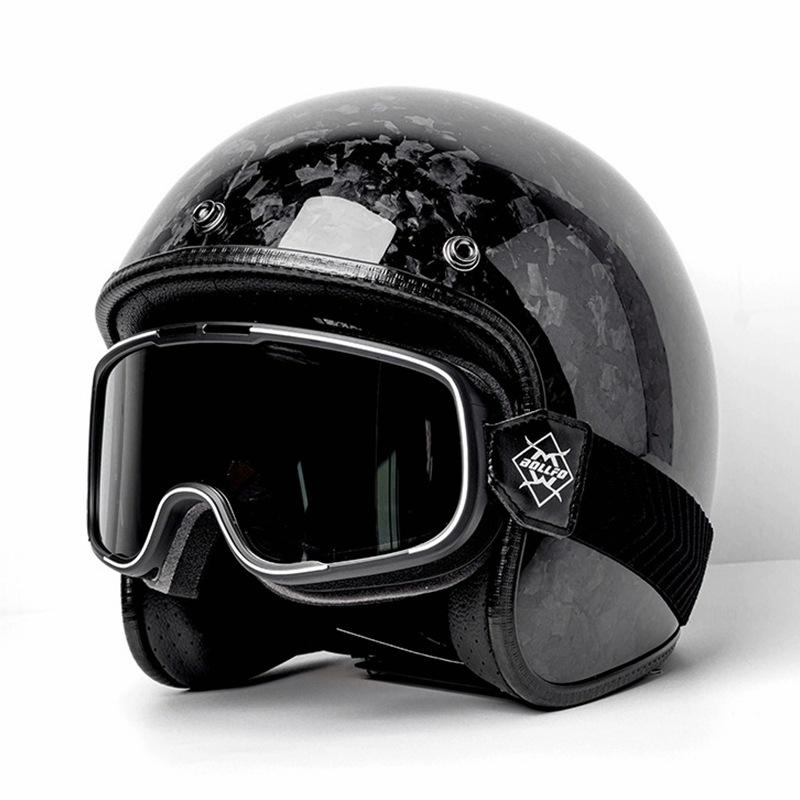 Forged Carbon Fiber Three-Quarter Retro Motorcycle Helmet