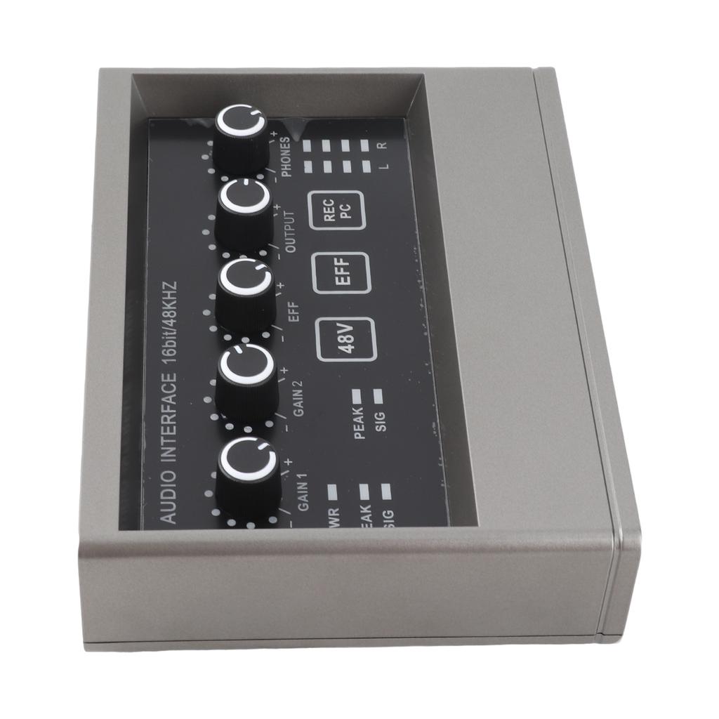 48V Live Sound Card with DSP Reverb Sound Card Mixer for Computer Smartphone Singing Instrument Live Broadcast