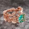 Huitan Crown Design Women Ring Inlaid Shiny Green CZ Elegant Wedding Engagement Accessories Rose Gold Color Jewelry