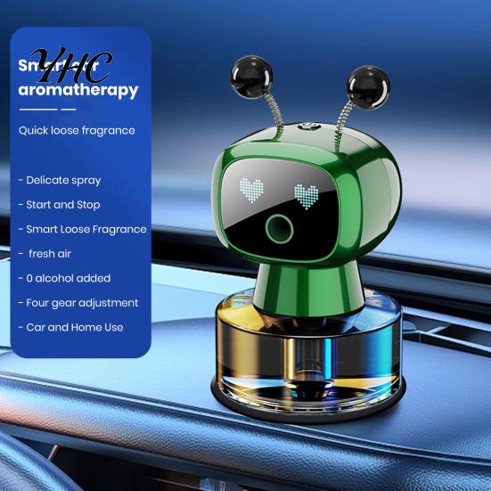 Car Fragrance Diffuser Smart Air Freshener Aromatherapy 3 Modes Adjustable Long-Lasting Robot-Shaped Design Essential Oil Stylish Accessory