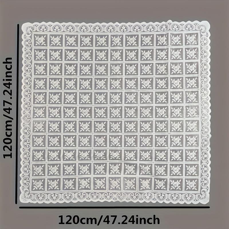 One Antique Embroidered Lace Tablecloth Solid Color Elegant Flower Cut Process Polyester Square Tablecloth100% Polyester