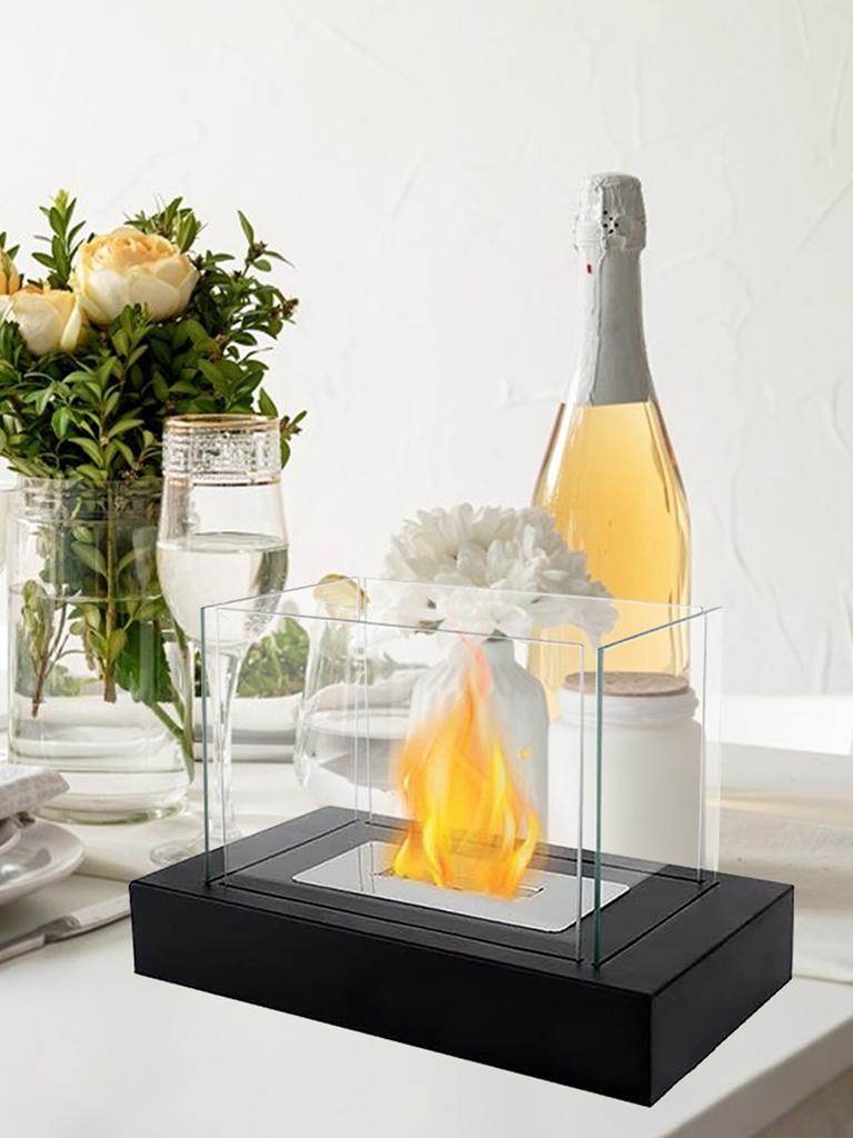 Tabletop Firepit Light Stylish Portable Rectangular Alcohol Fireplace Light for Home Bar Ambiance