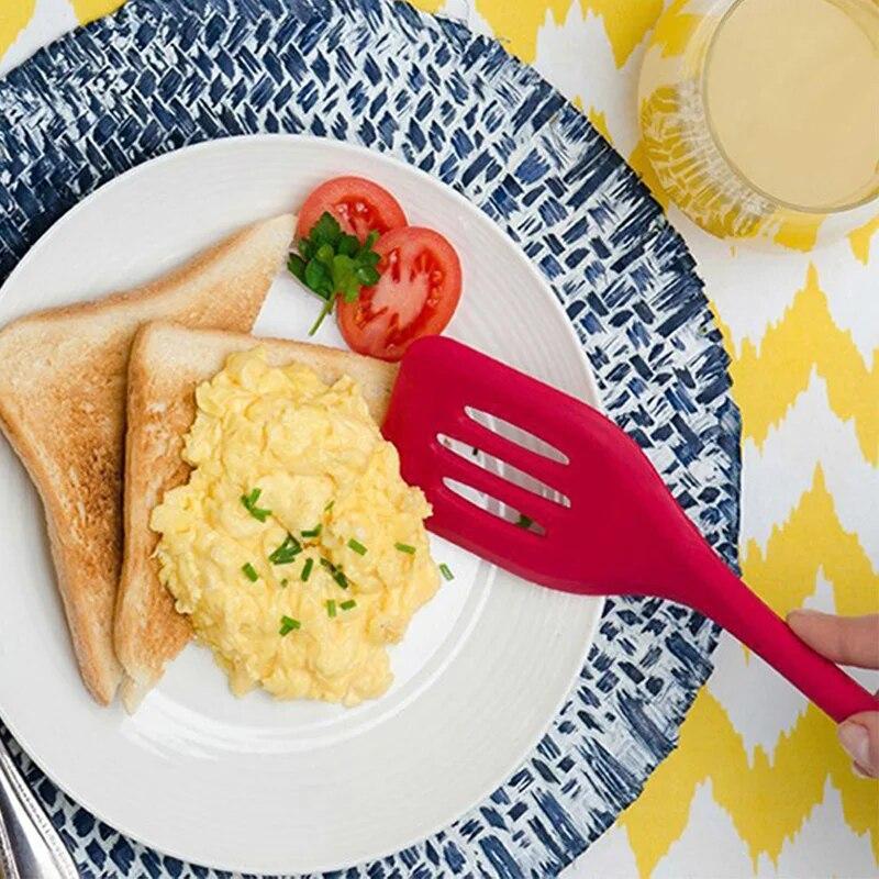 10 Pcs Non-stick Silicone Utensils Set Turner Tongs Spatula Soup Spoon Shovel Oil Brush Cooking Tools Set Kitchen Gadgets Items