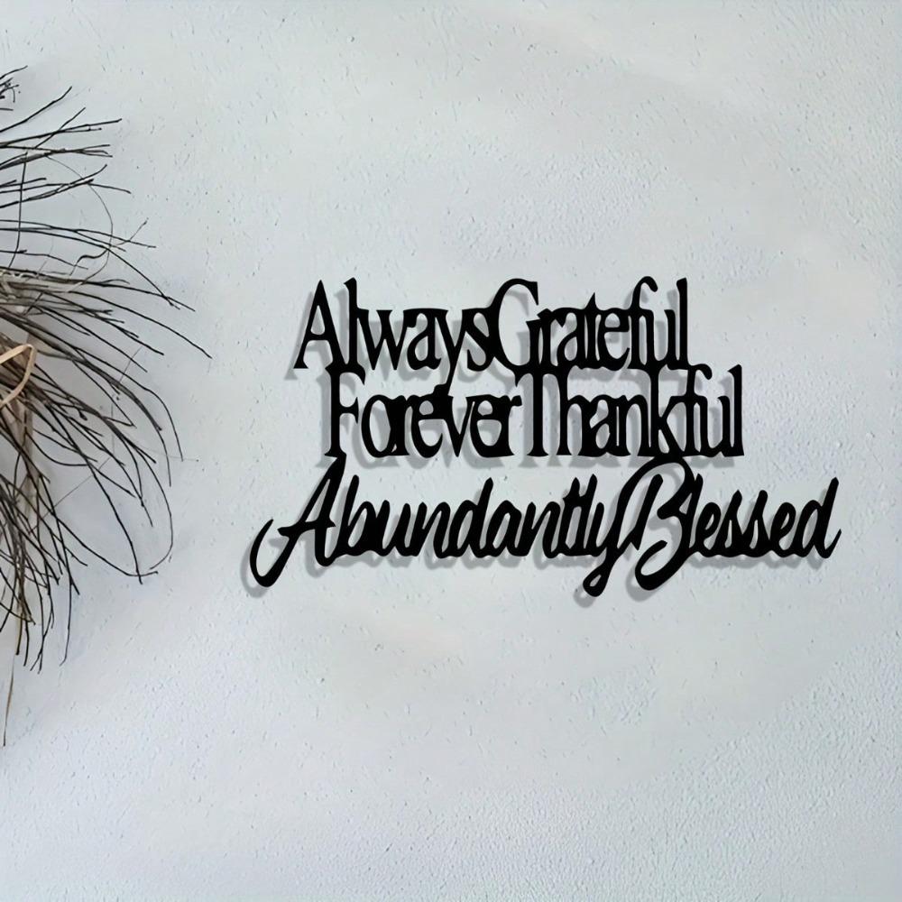Elegant Simple Metal Wall Art Decor Grateful Thanksgiving Quote Reusable Inspirational Sign Home Office Bedroom Modern Vintage Handcrafted