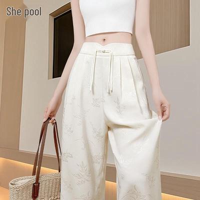 Women's New Chinese Style Frog Button Wide-Leg Pants