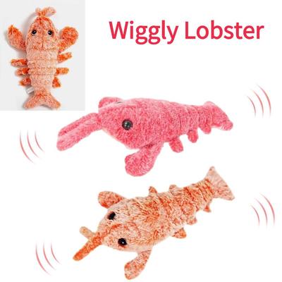 Cat Toys Electric Lobster USB Rechargeable Simulation Jumping Shrimp Plush Electric Pet Teasing Cat Dogs Toys Wiggly Lobster