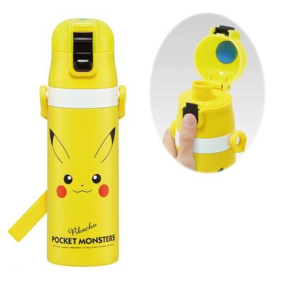 Skater Stainless Steel Water Direct Pokemon Pikachu Lightweight Cold Storage Pokemon Sports Water Bottle Children's Bottle, Drinking, 470ml, Face,