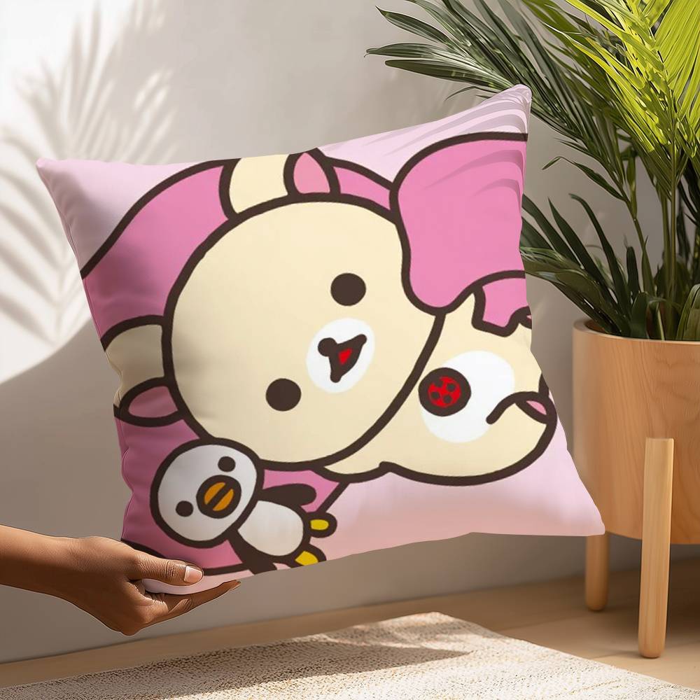 Cute Cartoon Rilakkuma Pillow Case Plush Fabric Soft  Pillowcase Double Sided Print Cushion Cover Household Gifts
