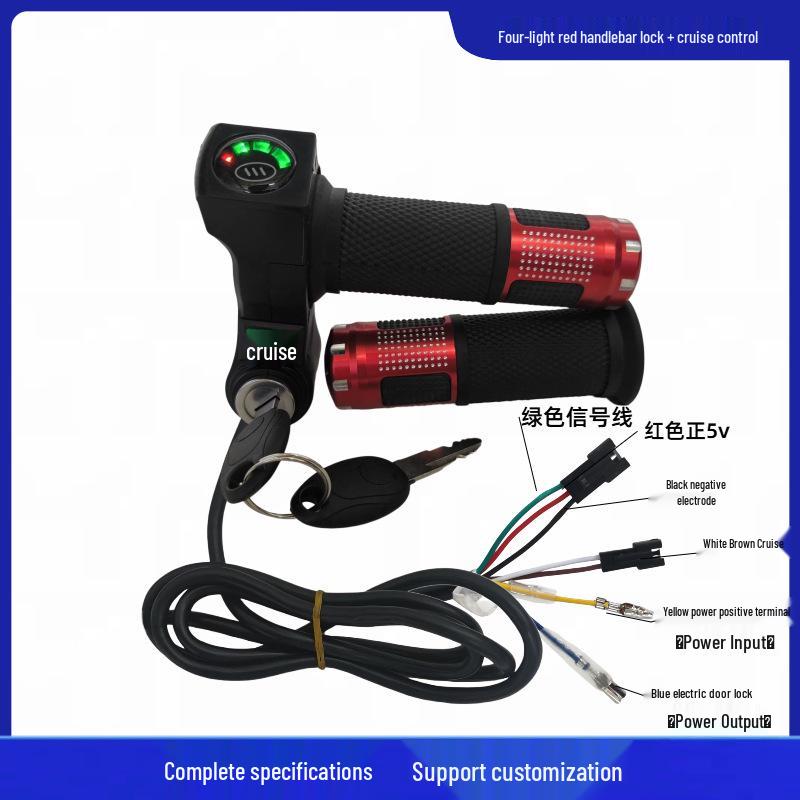 Four-Light Electric Scooter Throttle Grip with Cruise Voltage Display