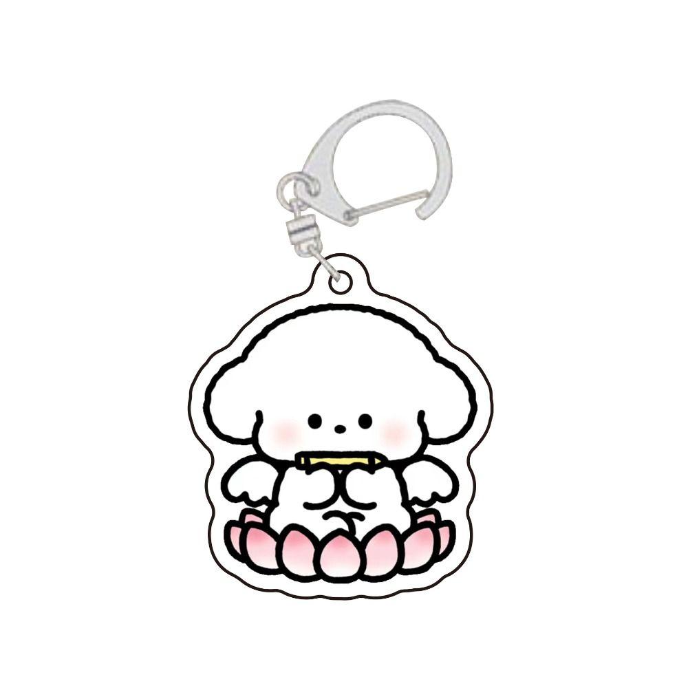 

Maltese Dog Acrylic Puppy Keyring Little White Dog Cartoon Acrylic Pendent Student Gift Exam smoothly