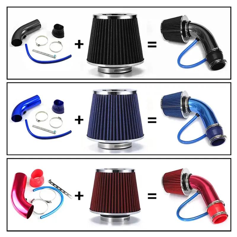 Universelles 76mm Auto Rennsport Turbo Induktionsrohr Schlauch Kit Mit Luftfilterkegel Einlass Kaltluftansaugsystem Aluminium Ansaugrohr