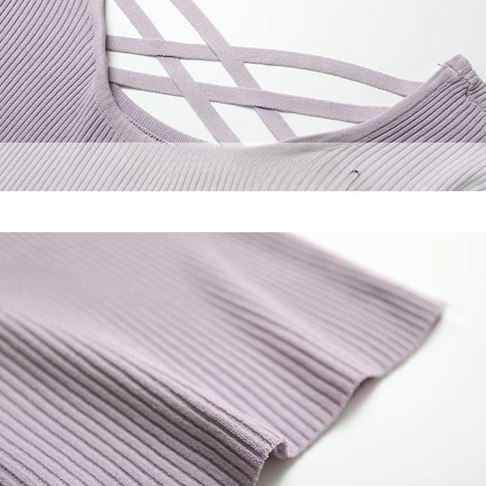 Sırtı Açık Tişört Kadın İlkbahar/Yaz Slim Fit Örme Kısa Kollu Tişört Buz İpek Tişört Örme Üst